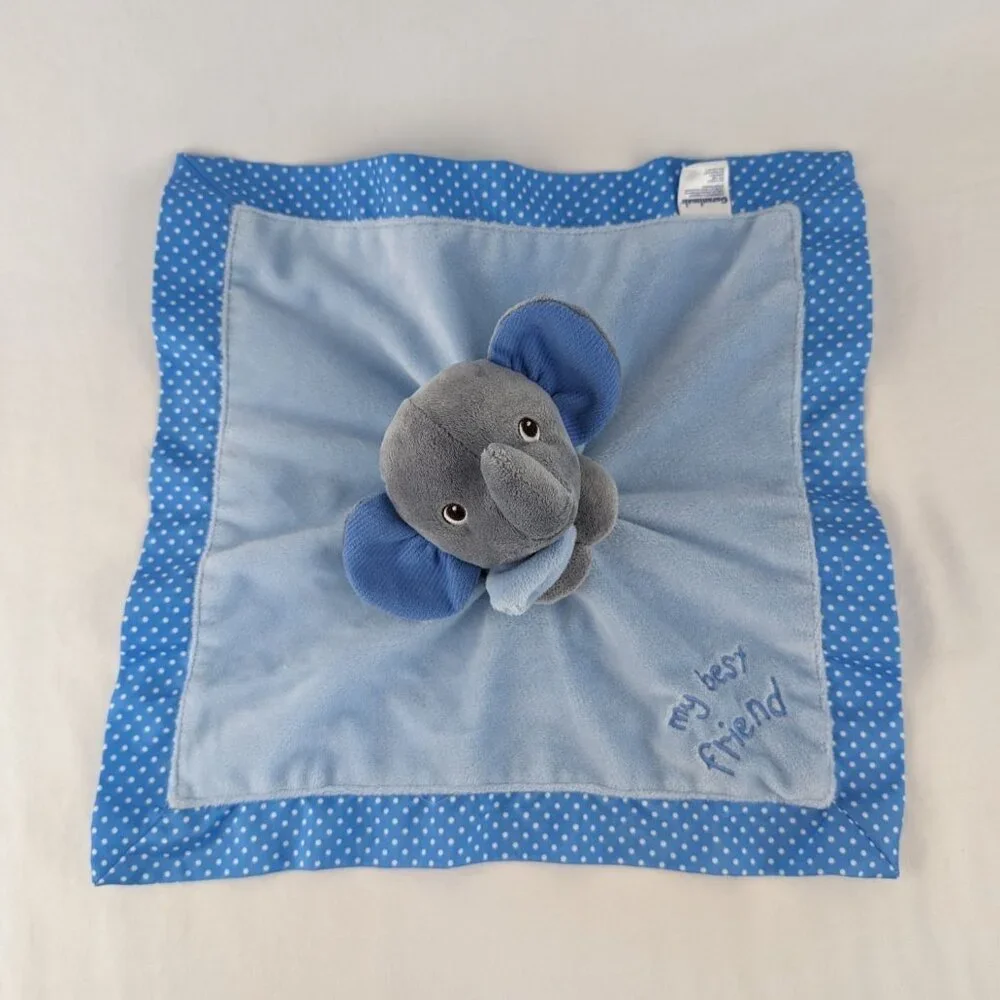 Garanimals Elephant‎ Lovey Blue Polka Dot Satin My Best Friend Security Blanket